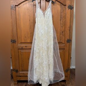 Choies Cream Lace Dress with Silver Accents